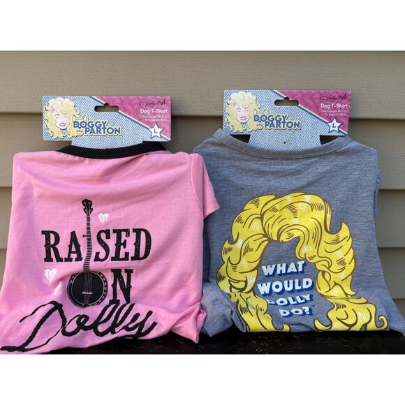 Lot of 2 Doggy Raised on Dolly Parton Dog T-Shirts Large 20-40 Lbs Costume Puppy - Picture 1 of 8